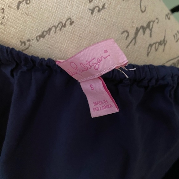 Lilly Pulitzer Navy blue off the shoulder top size small - Picture 5 of 6